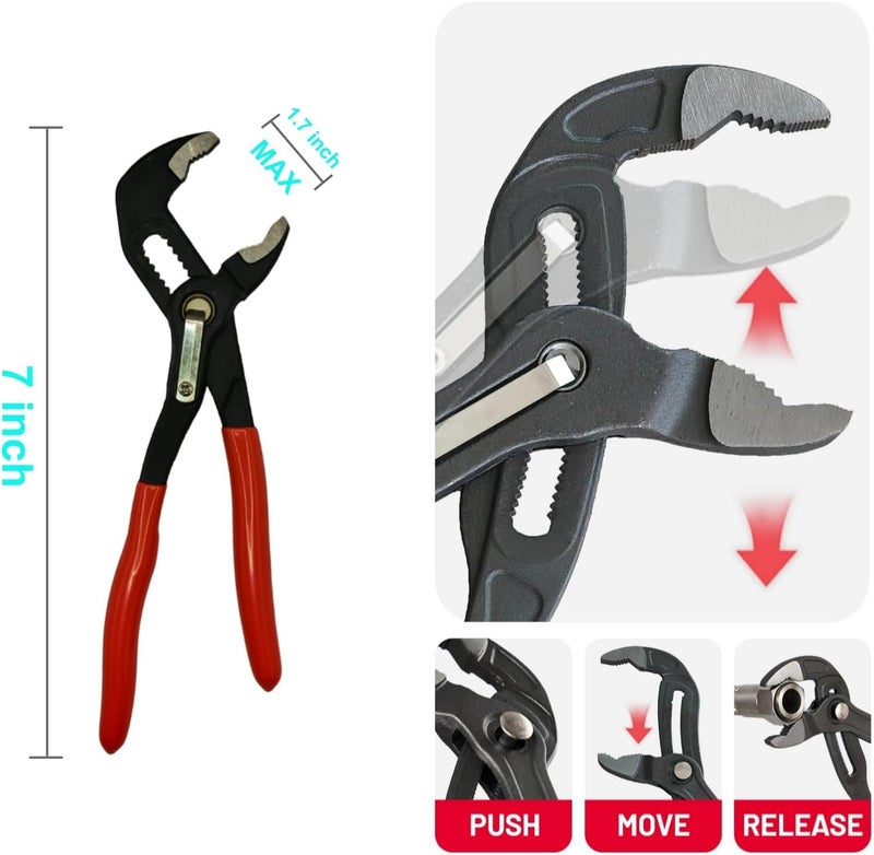 Warmtree 7-Inch Groove Joint Pliers - Upgraded 42mm Wide Opening Water Pump Pliers, V-Jaw Channel Locks for Home & Industrial Repairs,chrome vanadium steel - Image 1